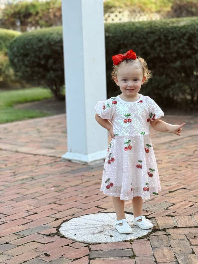 Sweet Cherry Sequins Dress in Pink- Girls (2-7)