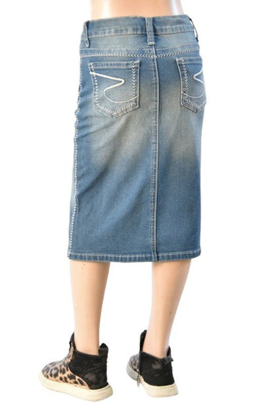 Lioren Denim Skirt in Vintage Wash- Tween- (S 4/6,M 8/10)