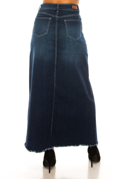 *Preorder* Collins Denim Maxi Skirt in Dk Indigo Wash- Misses and Plus (S-3X)