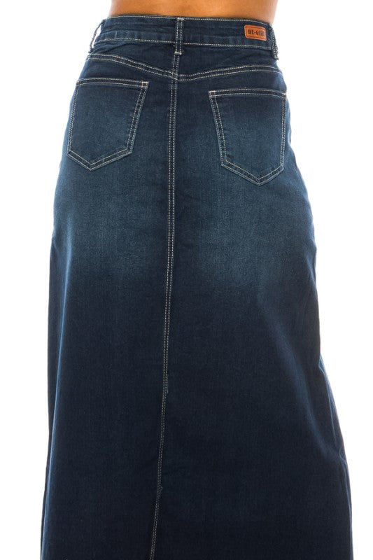 *Preorder* Collins Denim Maxi Skirt in Dk Indigo Wash- Misses and Plus (S-3X)