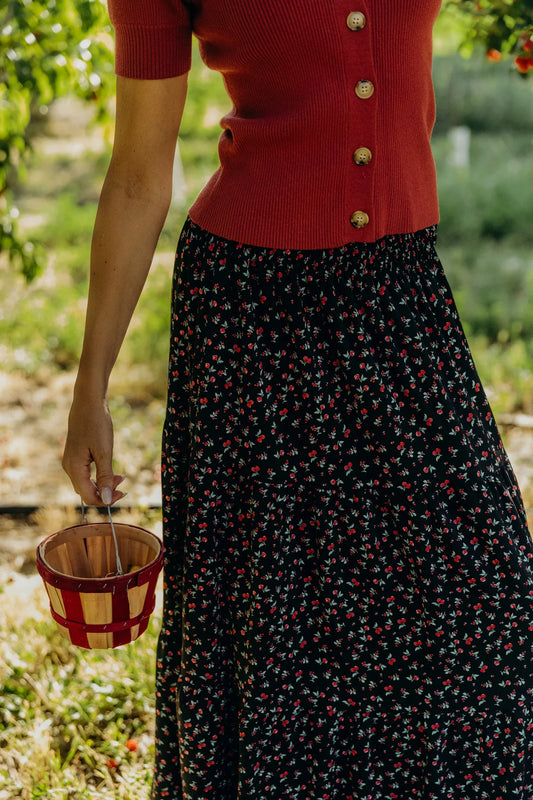 Maxi Skirt in Cherry Punch- Misses and Plus (XS-4X)