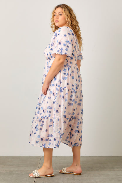 Marlowe Dress in Blue Multi- Misses and Plus (2X-3X)