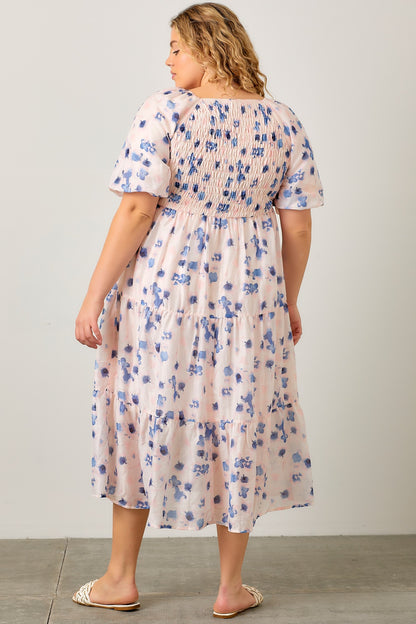 Marlowe Dress in Blue Multi- Misses and Plus (2X-3X)