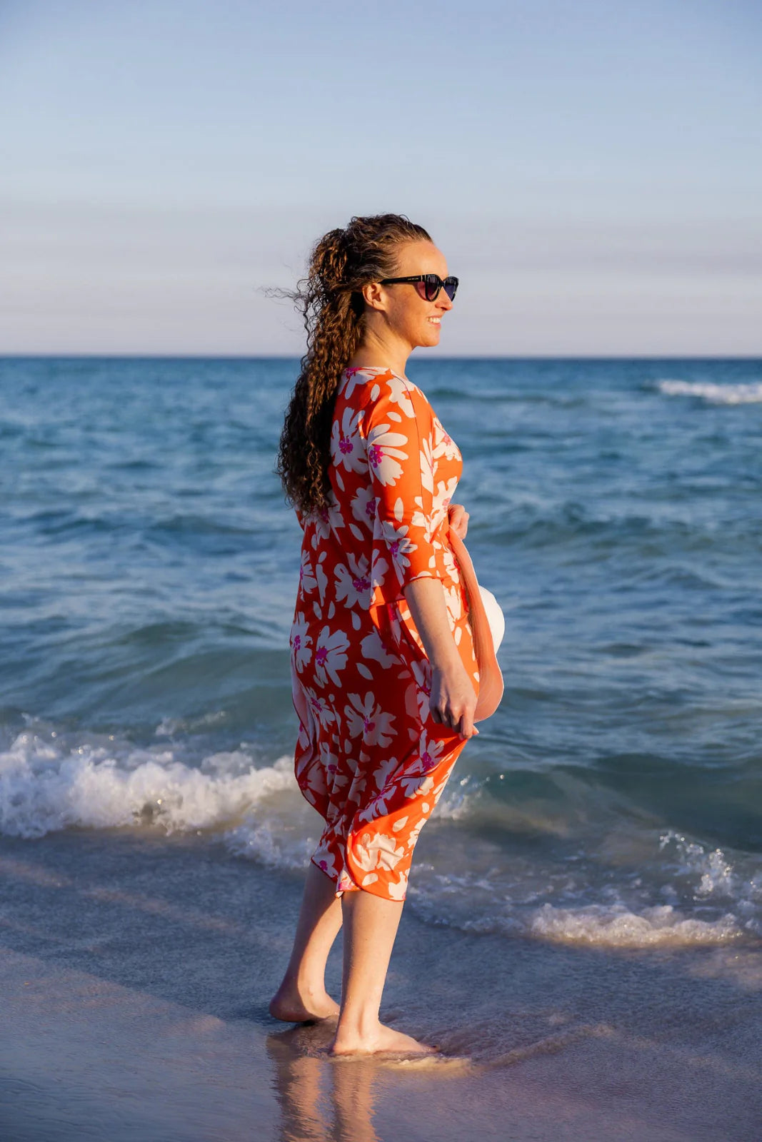 Carlie Swim Dress in Sunset Hibiscus- Misses and Plus (S-3X)
