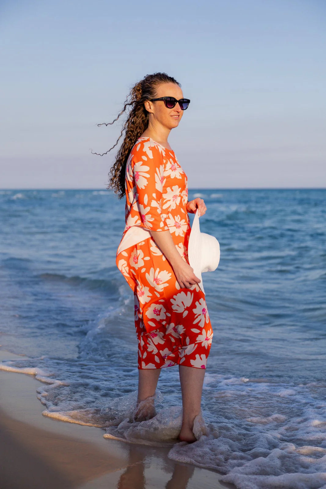Carlie Swim Dress in Sunset Hibiscus- Misses and Plus (S-3X)