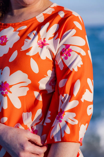 Carlie Swim Dress in Sunset Hibiscus- Misses and Plus (S-3X)