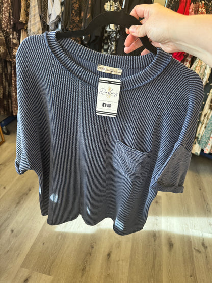 Landry Top in Navy- Plus (1X/2X,2X/3X)