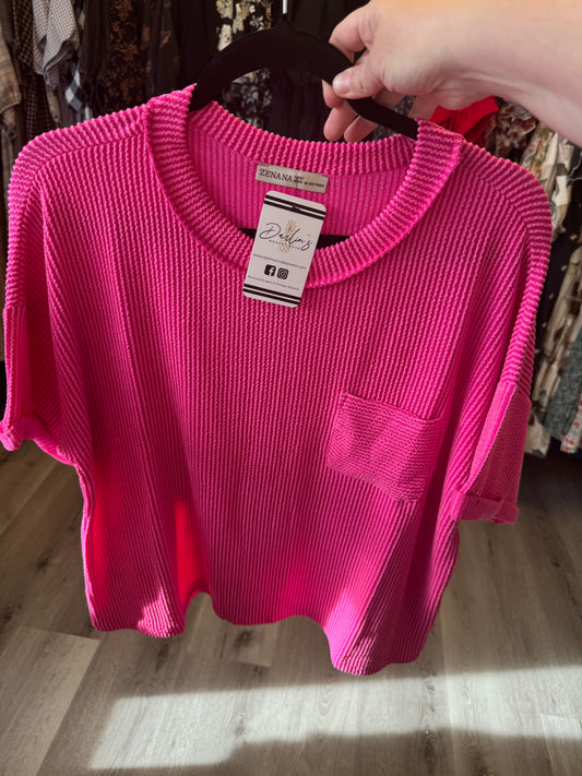 Landry Top in Hot Pink- Misses and Plus (S/M-2X/3X)