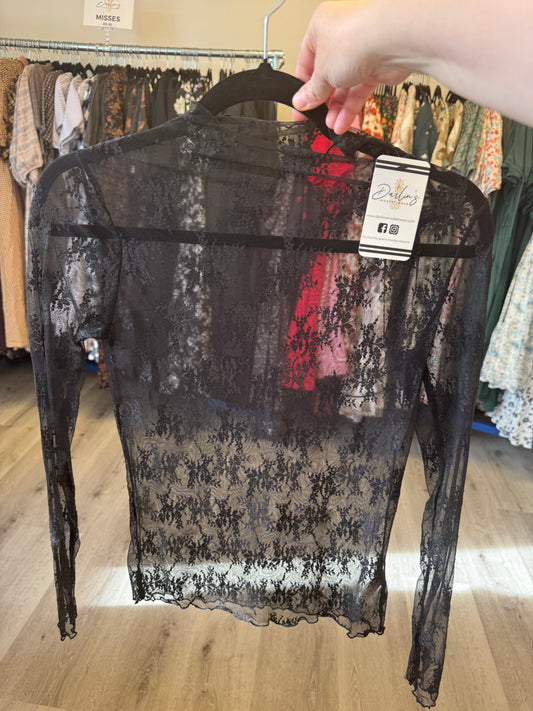 Winslet Lace Layering Top in Black- Misses (S)