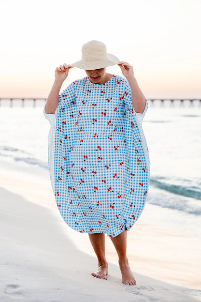 Carlie Swim Dress in Sweet Cherry Check- Misses and Plus (S-XL,3X)