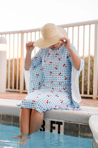 Carlie Swim Dress in Sweet Cherry Check- Misses and Plus (S-XL,3X)