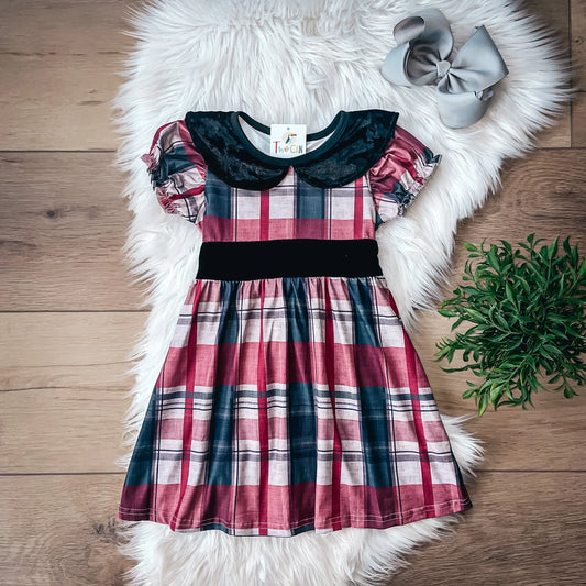 Sawyer Collar Dress in Burgundy- Infant, Girls, Tween (0/3M - 14/16)