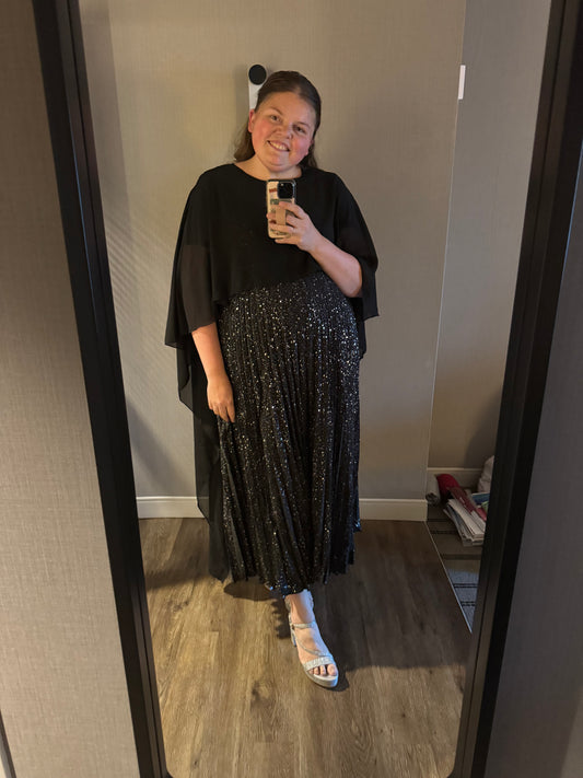 Gala Sparkle Dress in Black- Misses and Plus (S-XL,4X)