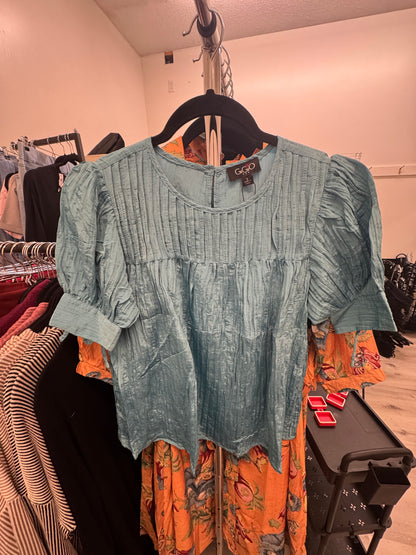 Lenora Top in Mint Blue- Misses (S-L)