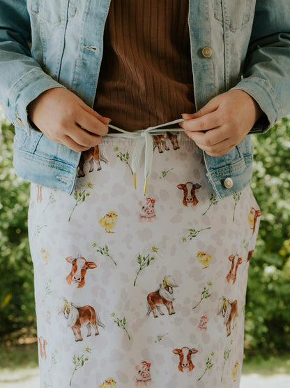 Barnyard Bows Youth Mod Skirt in Ivory- Girls (S 4/6-XL 16/18)