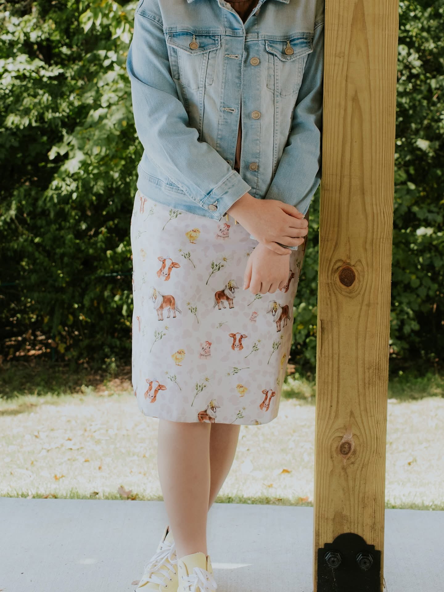 Barnyard Bows Youth Mod Skirt in Ivory- Girls (S 4/6-XL 16/18)