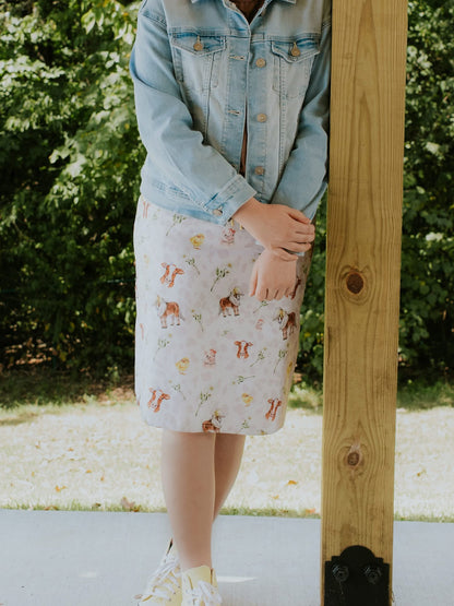 Barnyard Bows Youth Mod Skirt in Ivory- Girls (S 4/6-XL 16/18)