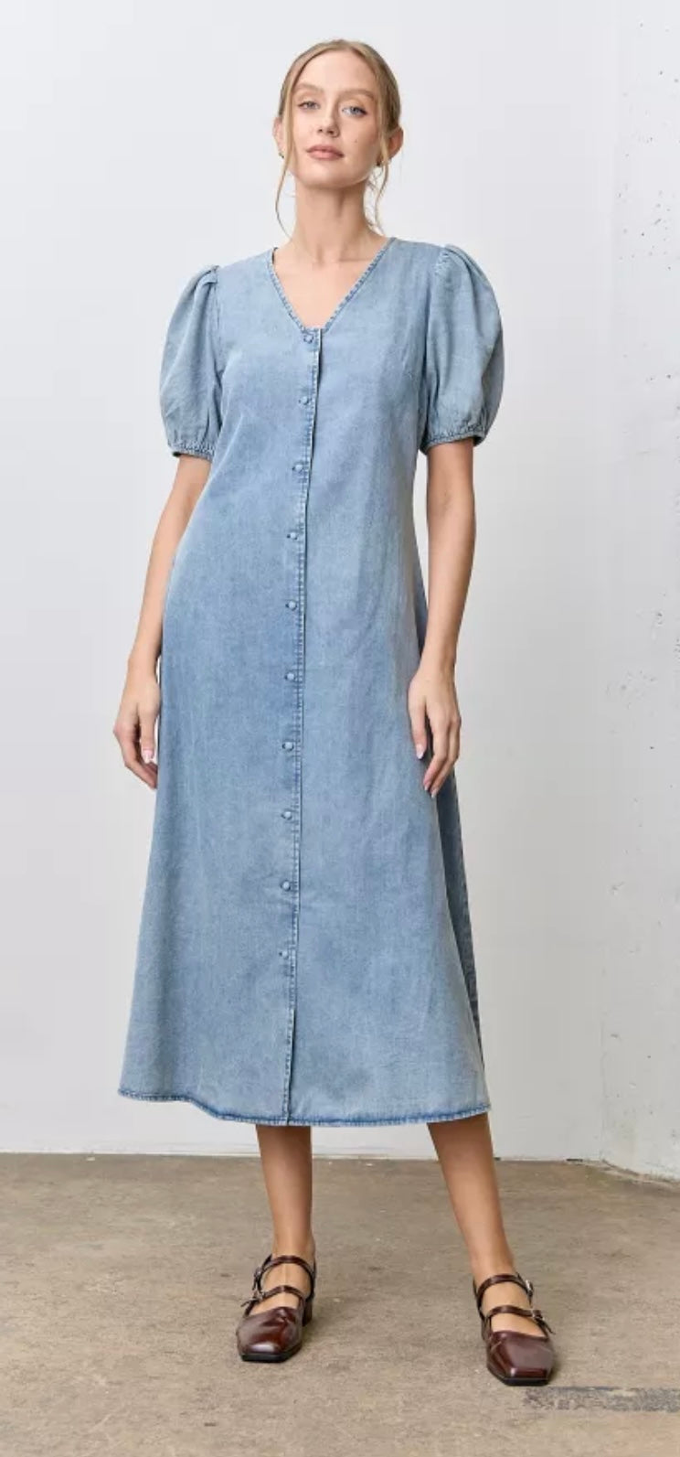 Ruthie Dress in Medium Denim- Misses (S-XL)