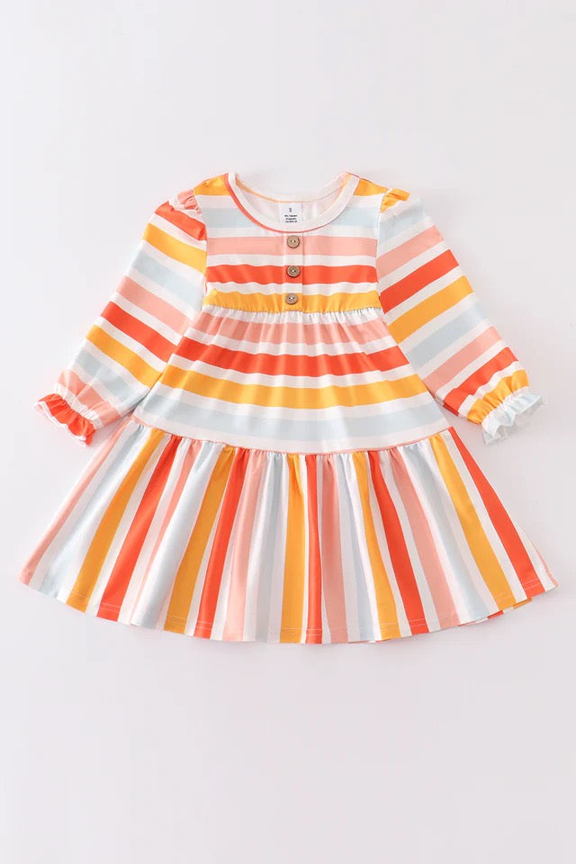 Tatum Dress in Multi Stripe- Girls (12M-6)