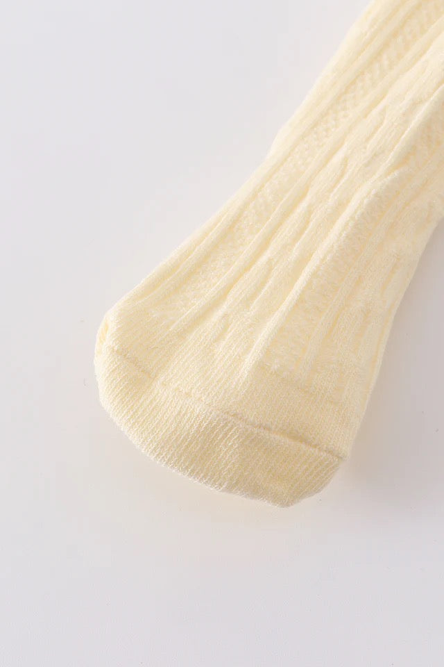 Knit Knee High Sock in Cream- Girls (18/24M-5/8)