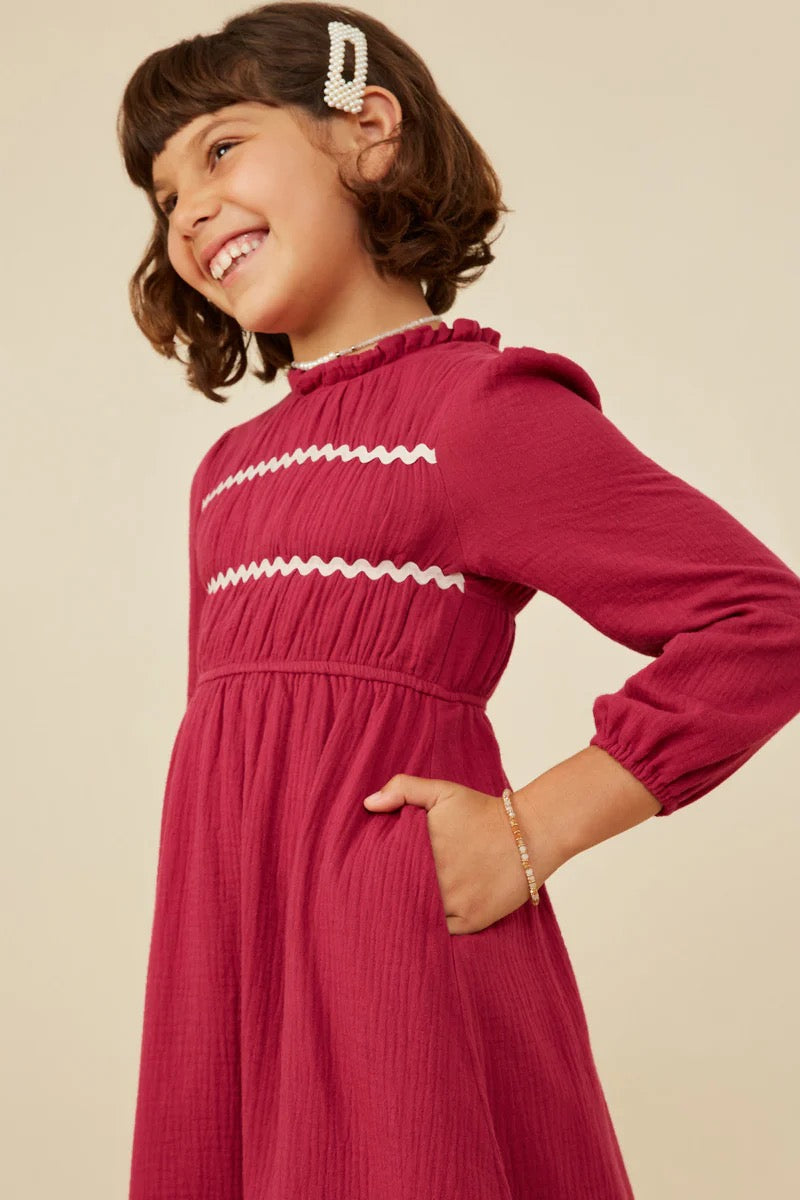 Journee Dress in Berry- Tween (S 7/8 - XL 13/14)