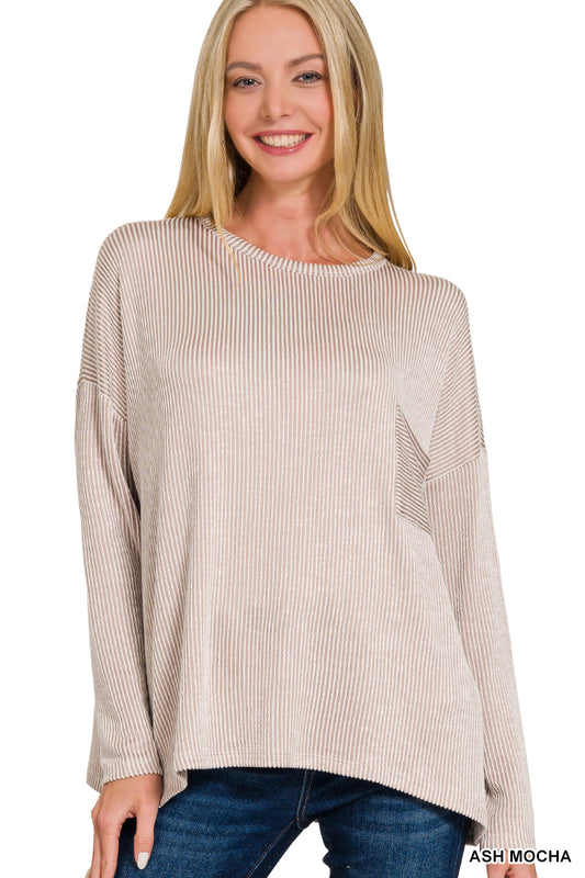 Rylan Top in Ash Mocha- Misses & Plus (S/M-2X/3X)