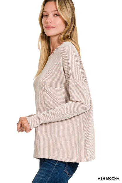 Rylan Top in Ash Mocha- Misses & Plus (S/M-2X/3X)