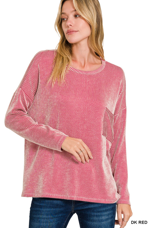Rylan Top in Dk Red- Misses & Plus (S/M-2X/3X)