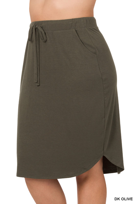 Maddie Weekender Skirt in Dk Olive- Misses and Plus (S-3X)