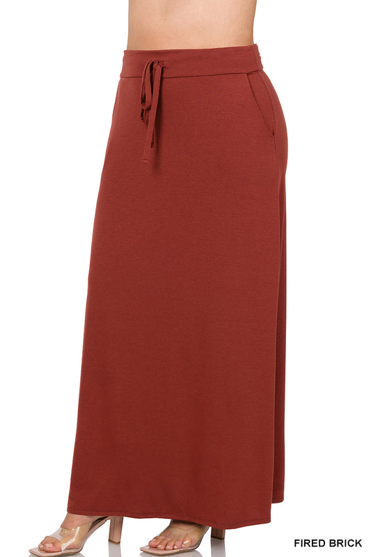 Maddie Maxi Skirt in Fired Brick- Plus (1X-3X)