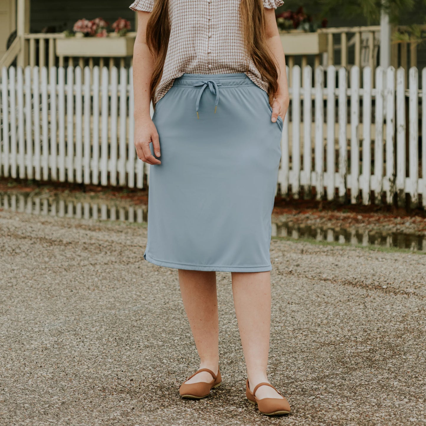 Everyday Mod Skirt in Robin's Egg Blue- Misses and Plus (XS,S,L,3X)
