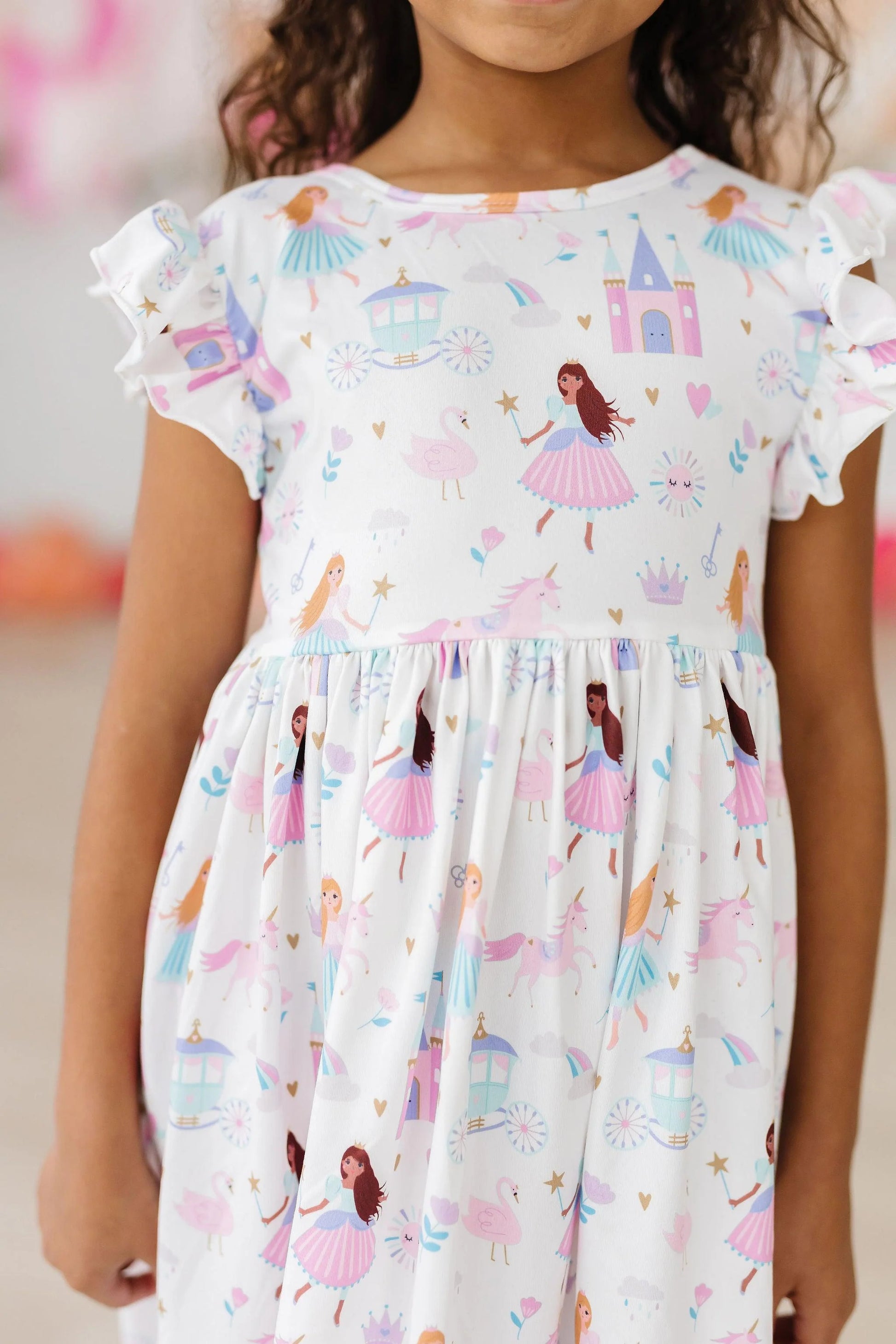 Flutter Sleeve Twirl Dress in Fairy Princess- Infant/Girls/Tween (6/12 Darlin's Modest Wear Flutter Sleeve Twirl Dress in Fairy Princess- Infant/Girls/Tween (6/12 Darlin's Modest Wear