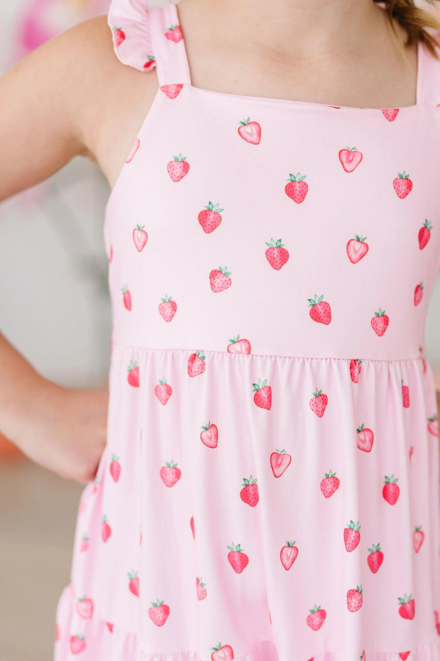 Ruffle Maxi Dress in Sweet Strawberries- Girls/Tween (3T-11/12)