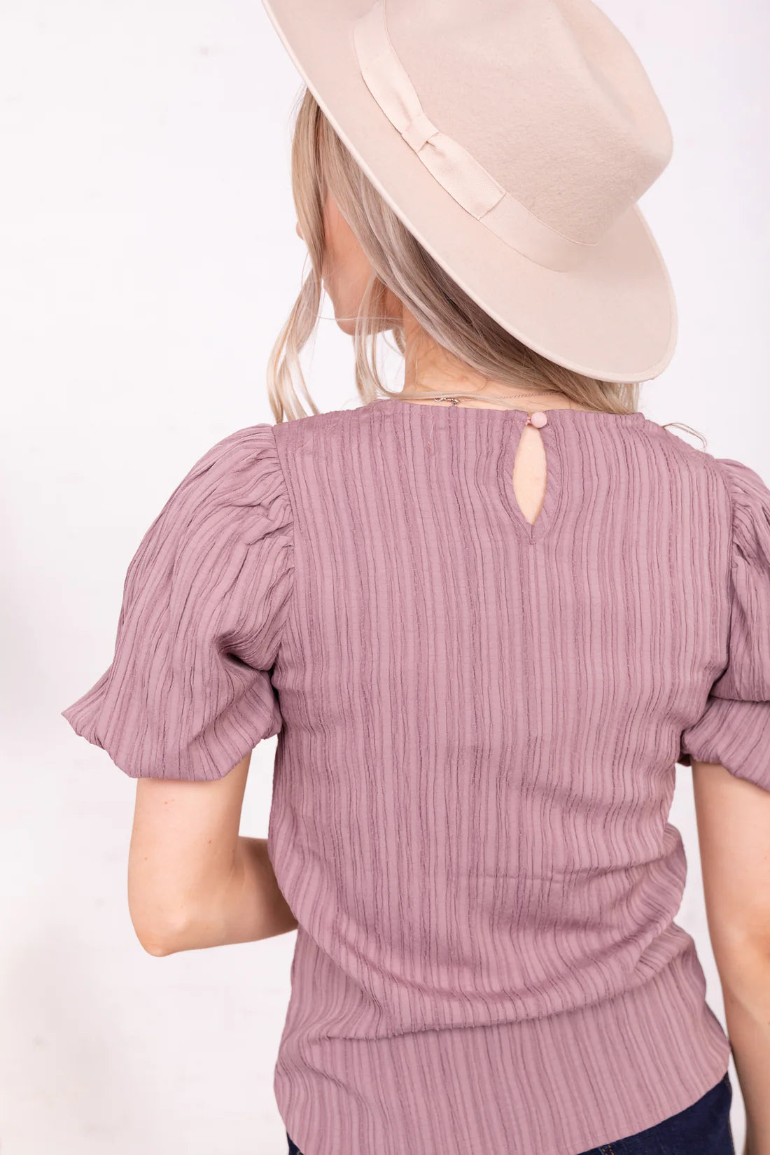Puff Sleeve Top in Mulberry- Misses & Plus (S-4X)
