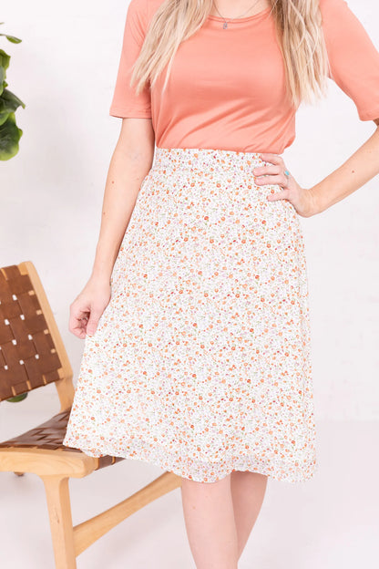Midi Skirt in Apricot Blossom