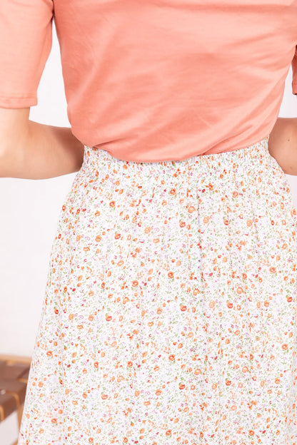 Midi Skirt in Apricot Blossom