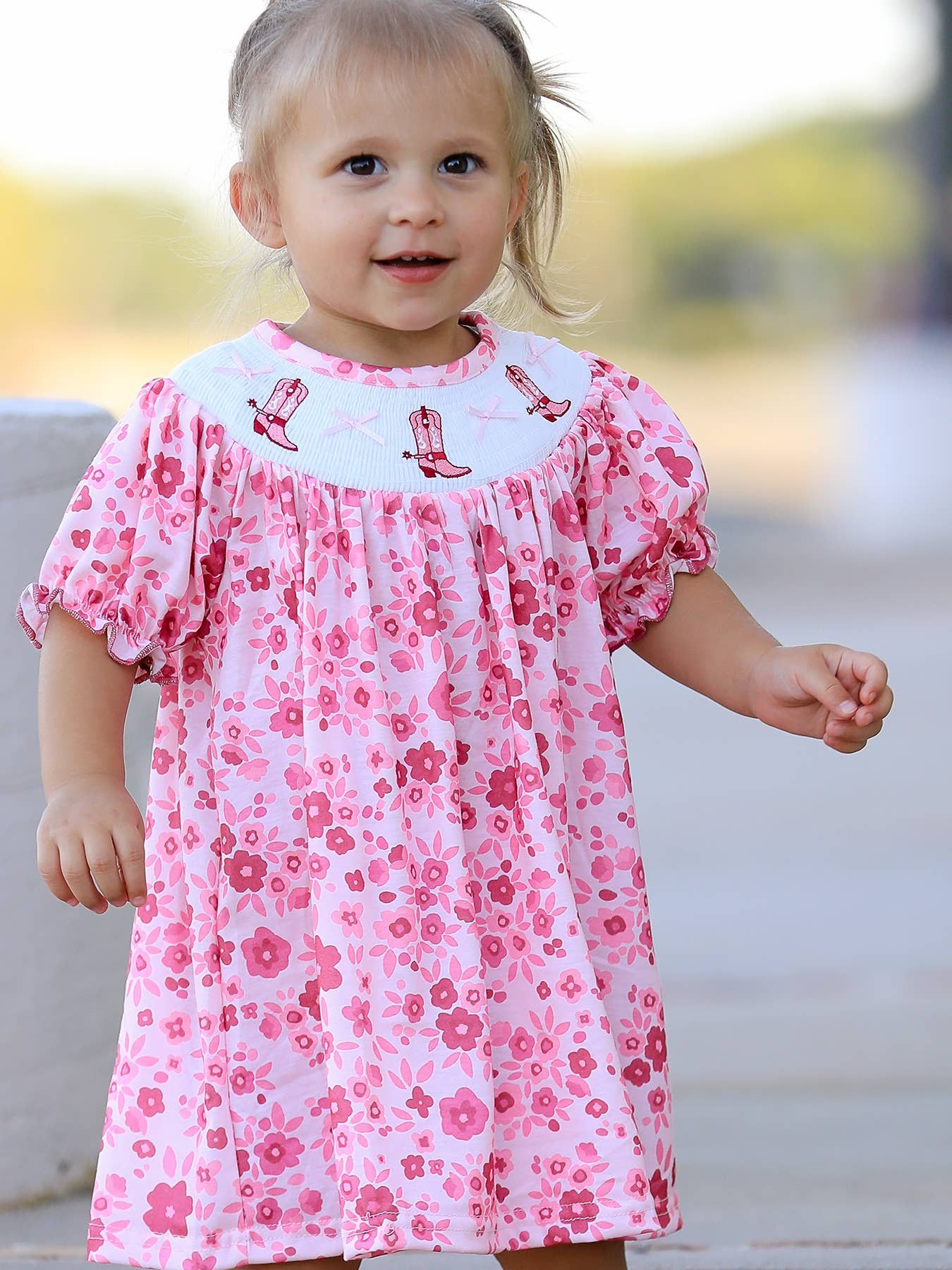 Boots Smocking Dress in Pink- Girls (2-7)