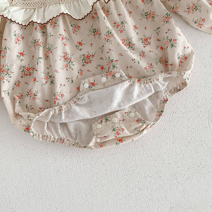 Rosie Pearl Romper Set in Vintage Floral- Infant (6M-24M)