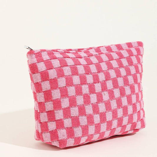 Plaid Wash Bag in Pink- Accessories
