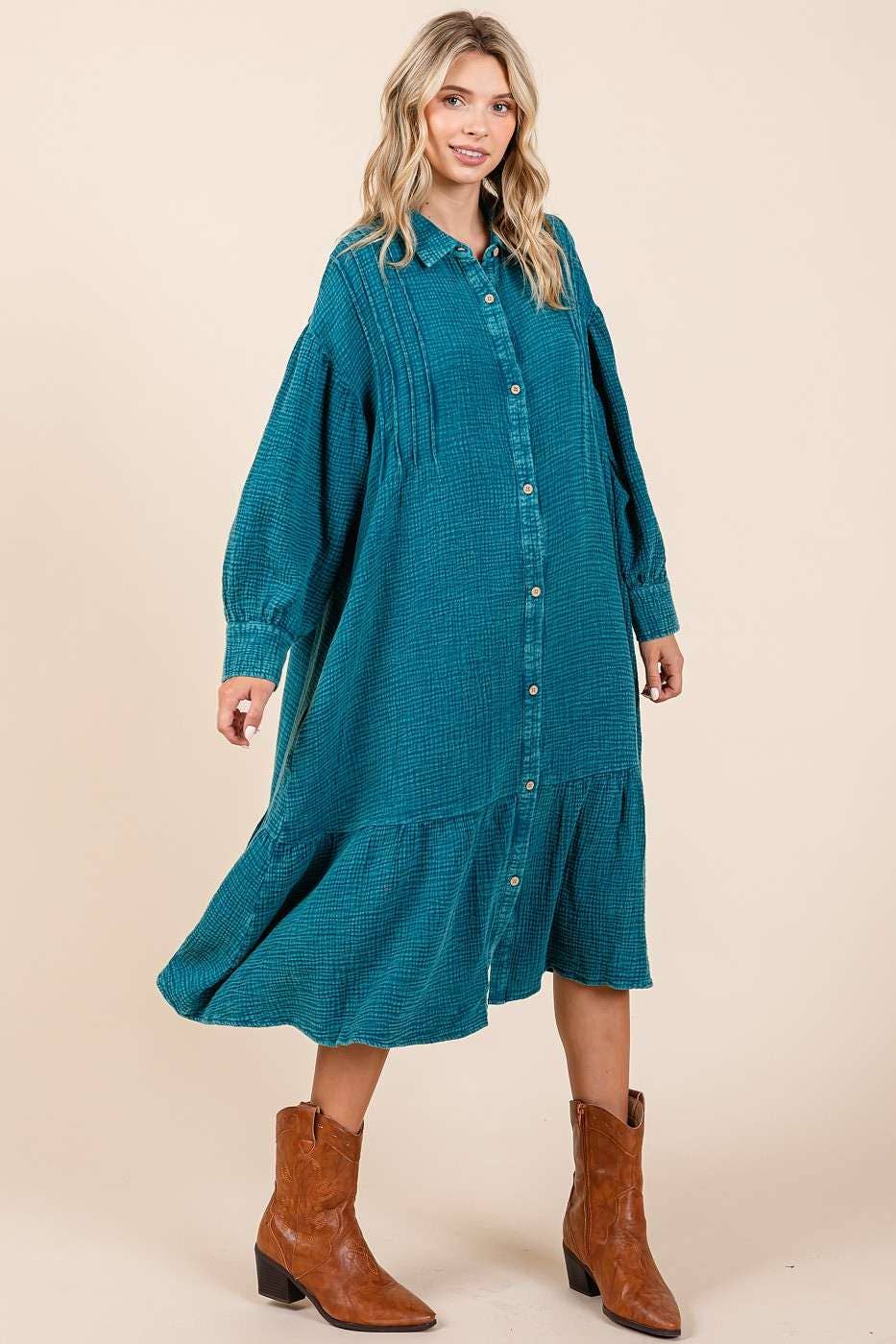 Zinnia Dress in Topaz Blue- Misses (S/M,M/L)