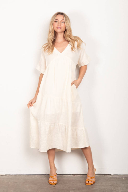 Madilyn Dress in Cream- Misses (S-L)