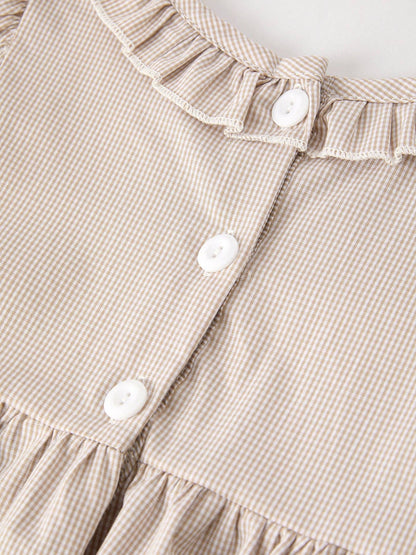 Pumpkin Patch Smocked Dress in Tan- Girls (2-7)