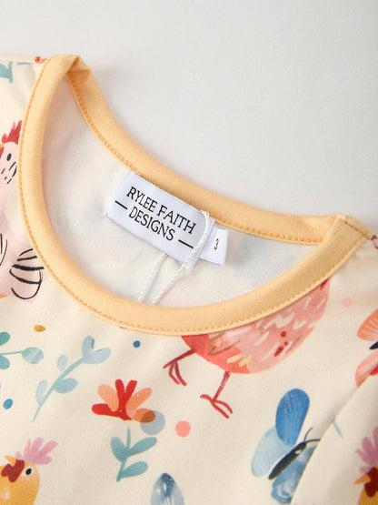 Charming Chicken Dress in Multi- Girls (2-7)