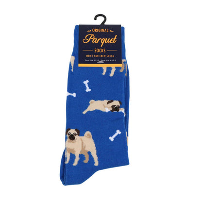 Pug Socks in Blue- Men's Accessories