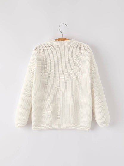 Bow Sequins Sweater in Ivory- Girls (2-8/9)