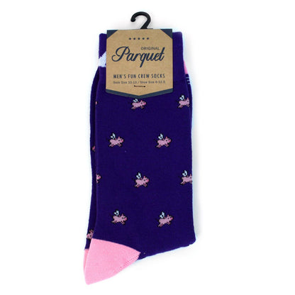 Flying Pig Socks in Plum- Men's Accessories