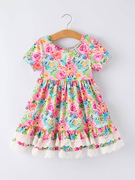 Avielle Dress in Pink Multi- Girls (2-7)