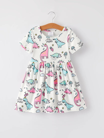 Dino Dress in Pastel Multi- Girls (6-8/9)
