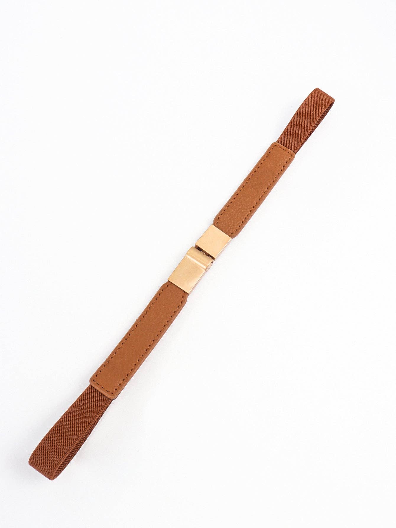 Elastic Skinny Belt in Caramel- Accessories