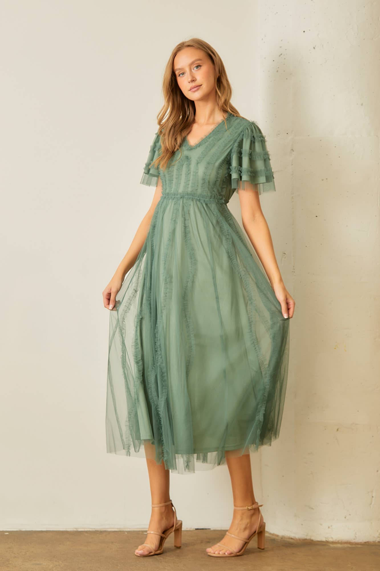 Regency Dress in Dusty Teal- Misses and Plus (S-L, 2X-3X)